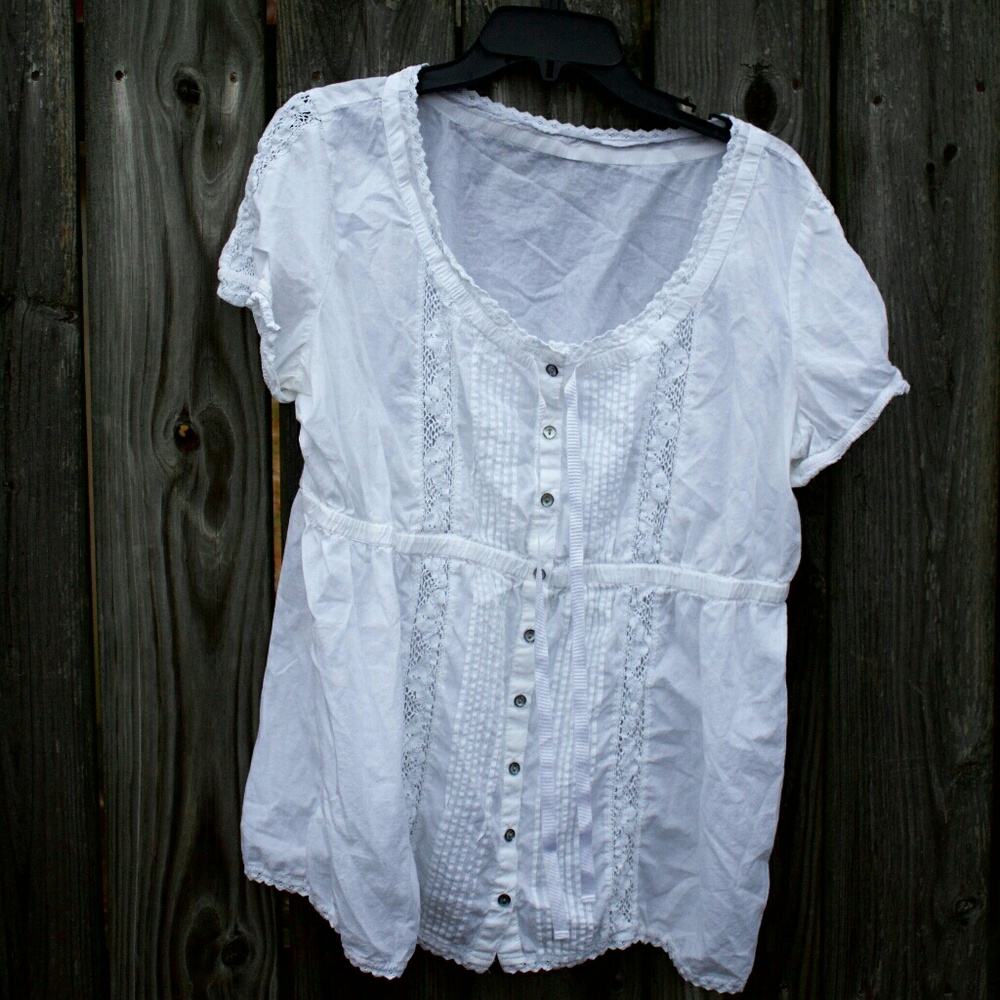 White peasant top shirt size XL